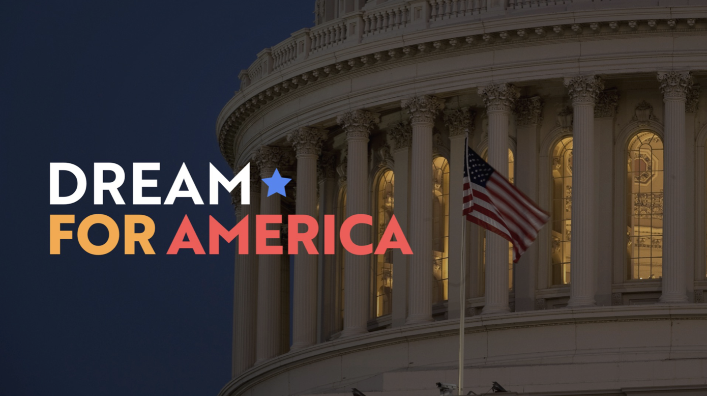 Dream for America Logo Overlaying Close-up of U.S. Congress